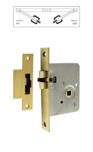 Serratura con scivolo antivibrante e con scontro