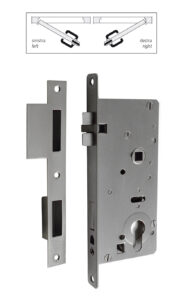 Serratura con scontro e sede per cilindro di sicurezza